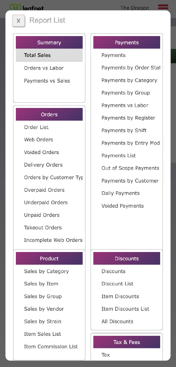Leafnet Mobile Reports